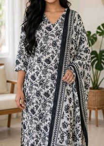 Floral Print Kurta Set with Dupatta