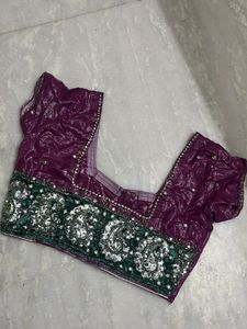 Embellished Purple Saree Blouse