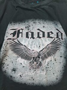 Gothic Eagle Graphic relaxed crop top.(32-34)