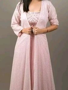 3 Piece Mirror Work Blouse Skirt And Shrug