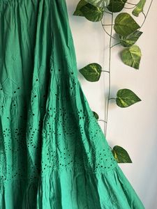 Boho Eyelet Tiered Maxi Skirt