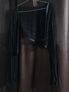 Chic Black Crochet Cardigan