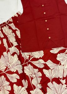 Trendy Red and Beige Skirt, Top Se
