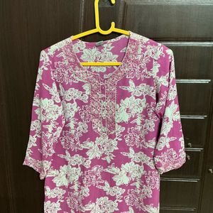 Beautiful Pink Floral Kurta
