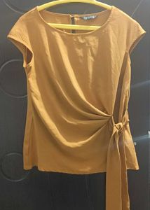 Stylish Mustard Knot Detail Top
