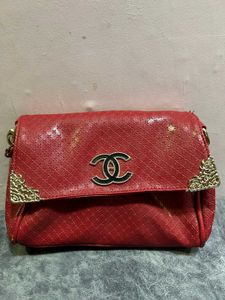 Red Shoulder Bag with Logo