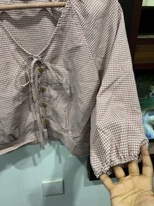 Cute Pink Gingham Crop Top