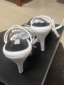 Elle White Strappy Heeled Sandals