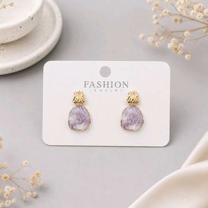 Elegant Purple Stone Drop Earrings