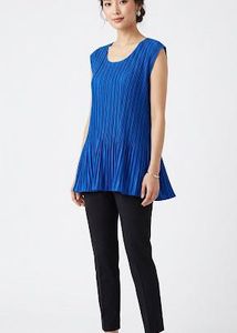 Royal Blue Pleated Sleeveless Tunic Top