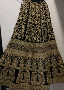 dark blue velvet fabric &amp; Gold Embroidered Lehenge