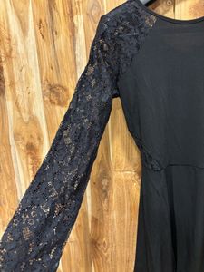 Elegant Black Lace Sleeve Dress