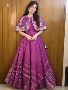 Elegant Embroidered Silk Gown