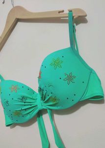 Green Bikini Top with Embellishments 38 Bust