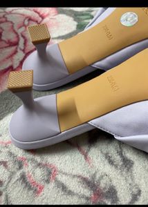 Lavender Ruffled Pointed Mules