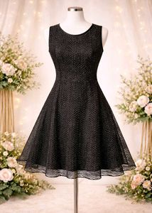 Sparkly Black Sleeveless A-line Dress
