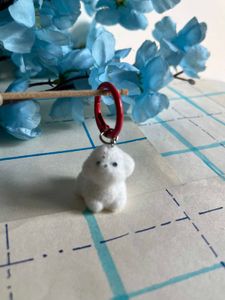 Cute White Dog Keychain