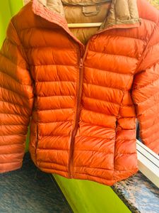 Orange puffer packable jacket