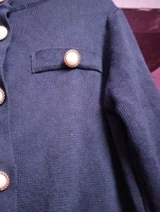black Pearl Button Cardigan