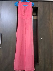 Coral Zip-Up Top &amp; Black Jeans Set