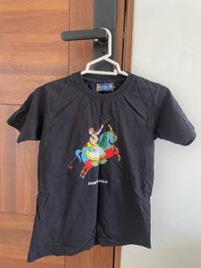Stylish Black T-Shirt with Polo Print
