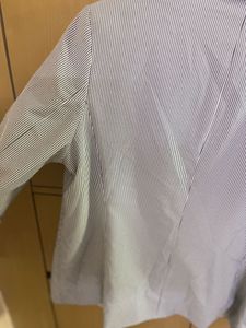 Pinstripe Blue &amp; White Blazer Oversize With Patch