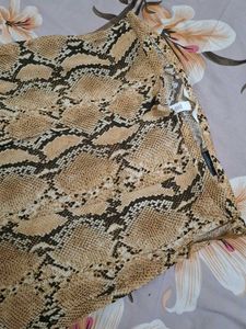 Snake Print Maxi Skirt with Slit