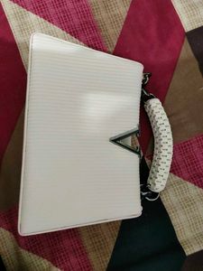 Chic White Textured Handbag