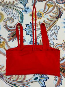 Vibrant Red Halter Neck Crop Top