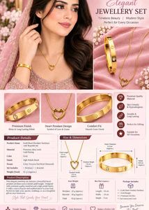 Combo of Gold plated bracelet and heart pendant