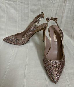 Dorothy Perkins Sparkly Gold Slingback Heels