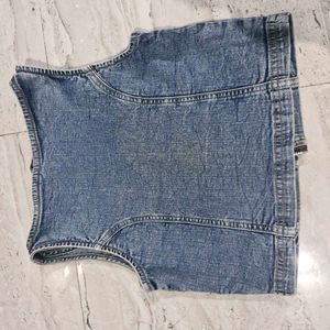 Denim Zip Front crop top