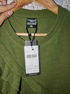 Olive Green Ruffle Detail Dress