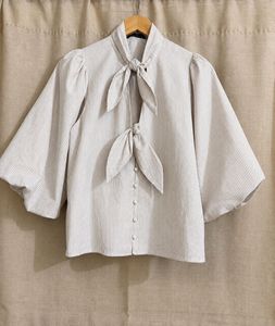 Zara striped bow blouse
