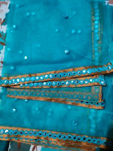 Teal Embellished Dupatta