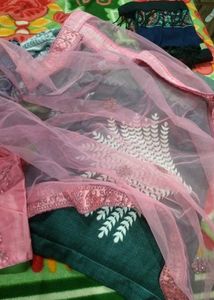 Pink Embroidered Dress Material