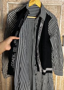 ( ON SALE⚡️)🕊️Striped Shirt Dress with Vest