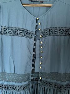 Elegant blue Ethnic Gown with Lace