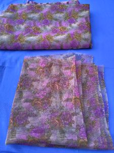 Purple Floral Net Saree with Unstitched Blouse