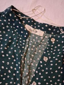Stylish Green Dotted Button-Up top