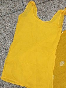 lukhnawi Yellow Embroidered Kurta