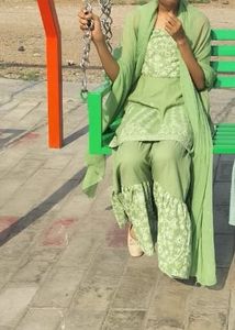Elegant Green Sharara Suit Set