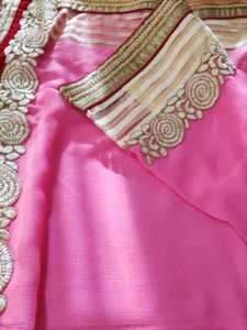 Vibrant Pink Embroidered Saree