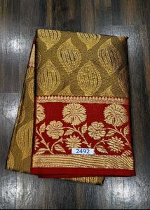 unused Elegant Saree with Floral Border