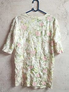 Floral Textured Short Sleeve Top