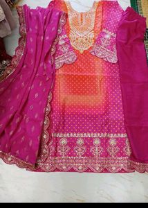 bust 46 Stunning Pink & Orange Embroidered Kurta S
