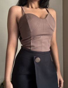 Chic Brown Corset Style Top