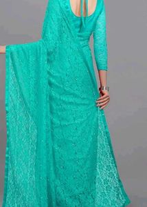 Stunning Teal Lace Saree