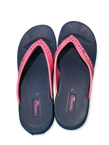 Frisbee Navy Blue & Pink Flip Flops for Women