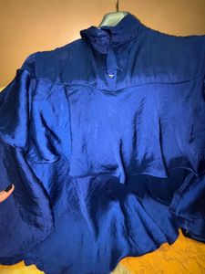 💙 GORGEOUS ROYAL BLUE SATIN RUFFLE TOP 💙